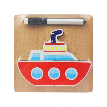 Деревянная игрушка Пазлы MD 2525 маркер, досточка для рисования (Корабль) фото