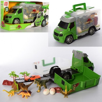 Детский игровой набор динозавров в машинке 289-7 машинка-чемоданчик инерционная фото