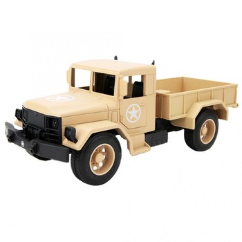 Военный грузовик игрушечный Metr+ 12002E масштаб 1:20, звуковые и световые эффекты (Бежевый) фото