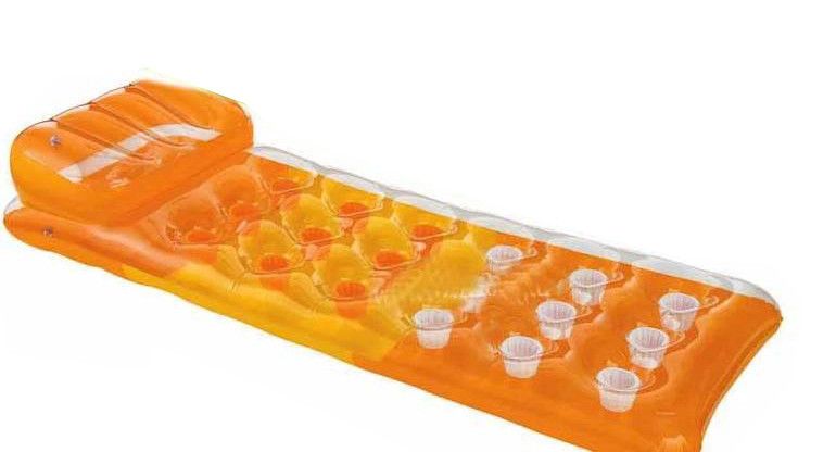 Надувной матрас для плавания Цветной стаканы intex 58890 с подушкой (Оранжевый) фото