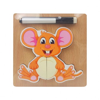 Деревянная игрушка Пазлы MD 2525 маркер, досточка для рисования (Мышь) фото