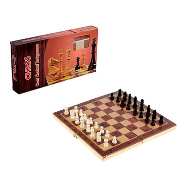 Шахматы шашки нарды 3 в 1 деревянные 24*24 см S2416 фото
