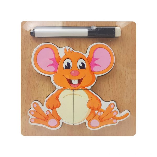 Деревянная игрушка Пазлы MD 2525 маркер, досточка для рисования (Мышь) фото