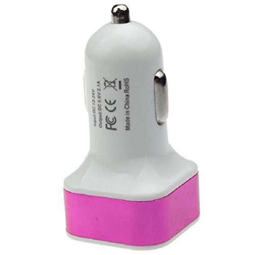 Автомобільний адаптер для зарядки 97095, 2-USB 2.1А / 1.0 А (Рожевий) фото