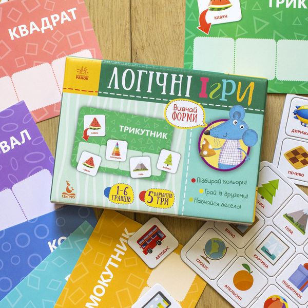 Дитячі логічні ігри "Форми досліджень" 918002, 24 картки на українці. мова фото