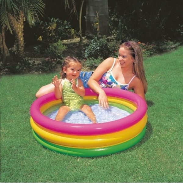 Дитячий надувний басейн круглий Веселка 86 см Intex 57104 фото