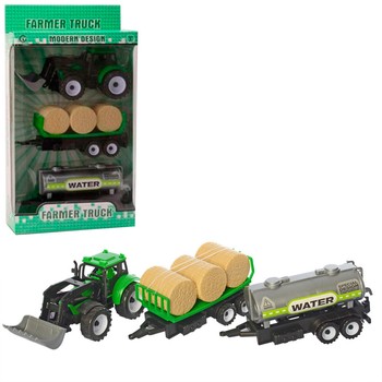 Игровой набор трактор-бульдозер инерционный 9970-40A 17 см, 2 прицепа фото