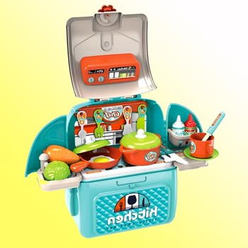 Детская кухня с посудой и продуктами в чемодане 008-966A фото