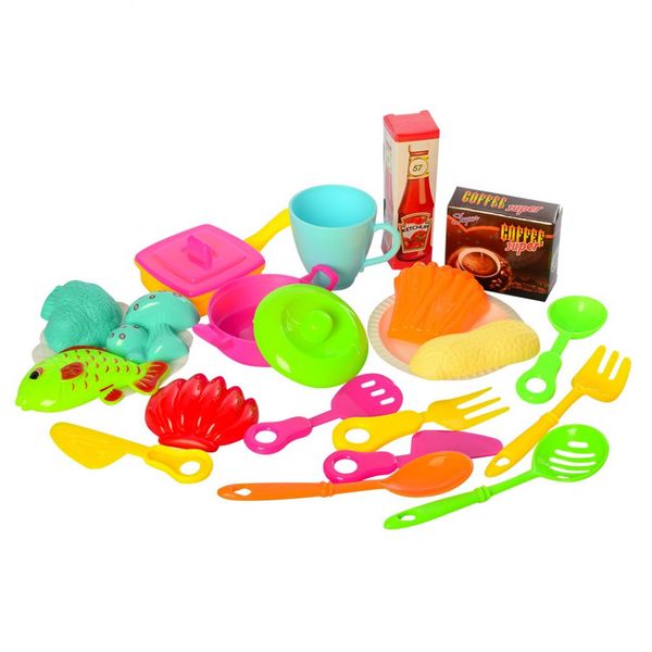Игровой набор Кухня RX1800-27, плита, посуда, продукты, 28 предметов фото