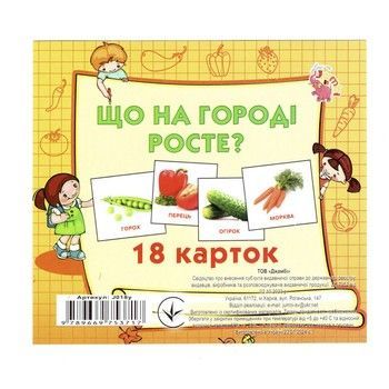 Розвиваючі картки для дітей Що росте на городі J018y, 18 картинок фото