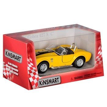 Дитяча колекційна машинка SHELBY COBRA KT5322W інерційна Жовтий фото