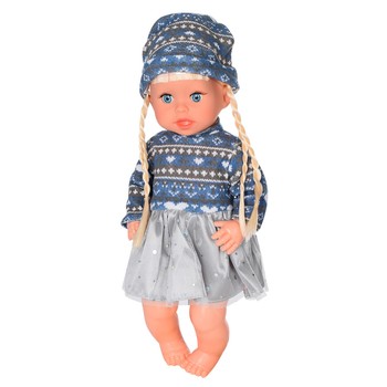 Дитяча лялька Яринка Bambi M 5602 українською мовою (Синє з сірим плаття) фото