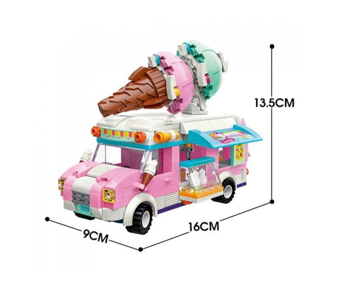Детский конструктор Qman 2029Q кафе-мороженое на колесах, мебель, фигурки, 388 деталей фото