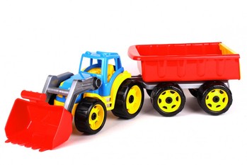 Игрушечный трактор с ковшом и прицепом 3688TXK, 2 цвета (Разноцветный) фото