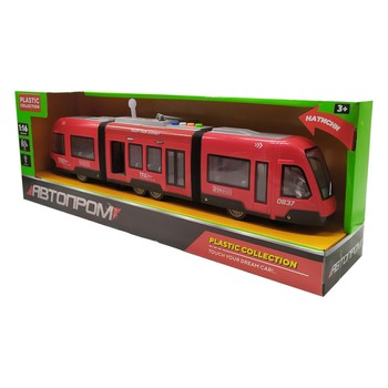 Трамвай іграшковий 7955AB світло, звук (Червоний) фото