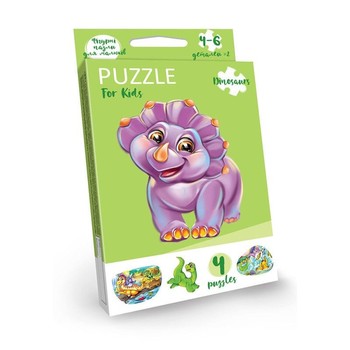 Дитячі розвиваючі пазли "Puzzle For Kids" PFK-05-12, 2 картинки (Діно) фото