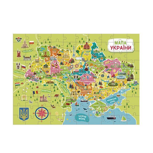 Пазлы классические "Карта Украины" 300706, 100 элементов фото