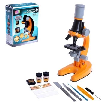 Микроскоп игрушечный детский с аксессуарами для опытов SHANTOU 1013 фото