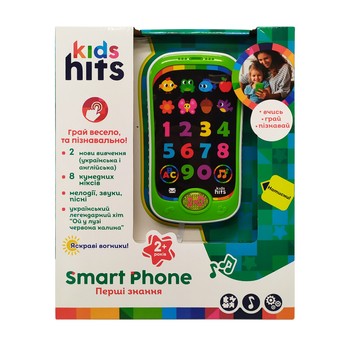 Дитячий музичний телефон "Kids Hits" Bambi KH03-002 українською мовою (Зелений) фото