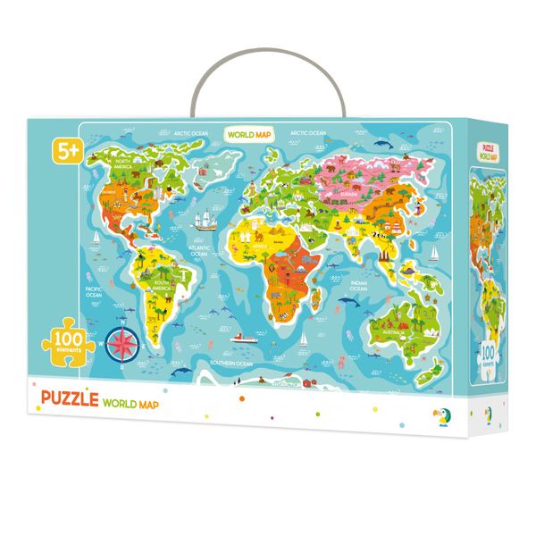 Дитячий пазл "Карта Світу" англійська версія DoDo 300123, 100 деталей фото