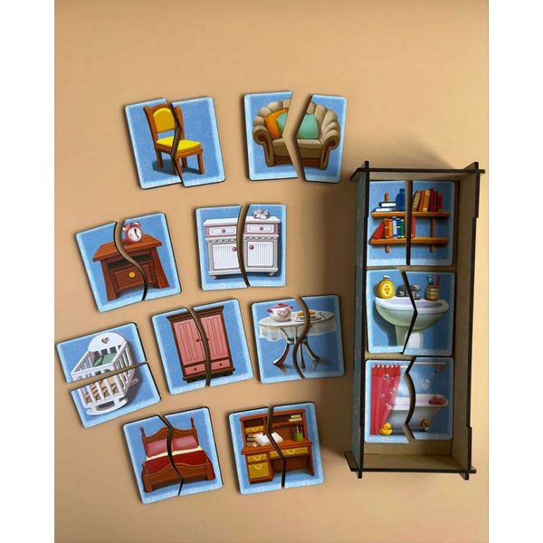 Настільна розвиваюча гра-пазл "Меблі" Ubumblebees (ПСФ072) PSF072, 12 картинок-половинок фото
