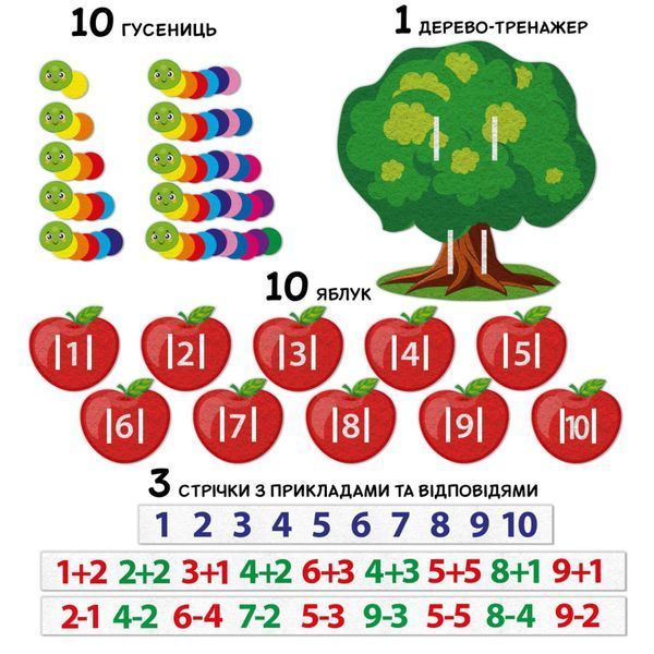 Развивающая игра для детей "Фруктовая математика" ME5032-15, 2в1 фетровые детали фото