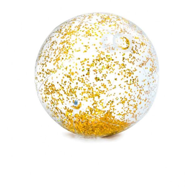 Надувний пляжний м'яч c блискітками Золотий Intex 58070 з ремкомплектом фото