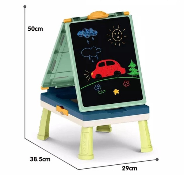 Детский двухсторонний мольберт на ножках 050-17 с мелом, маркерами и губкой фото
