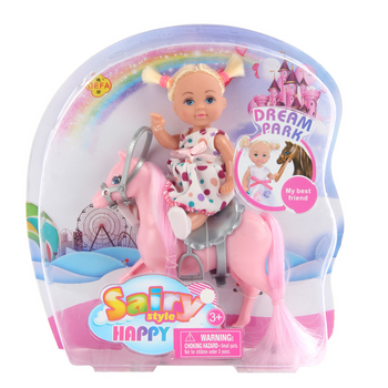 Кукла типа Барби малышка на пони DEFA 8410 3 вида (Розовый) фото