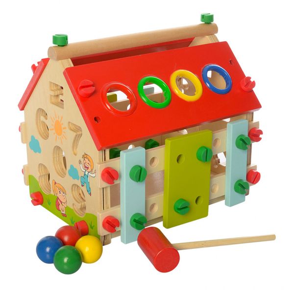 Развивающая игрушка домик с сортером и ксилофоном MD 2087 деревянный фото