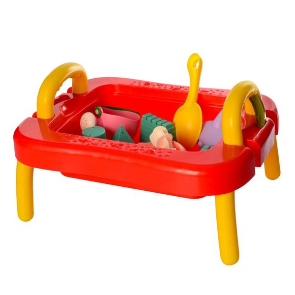 Дитячий ігровий столик-пісочниця з кришкою і м'яким пісочним набором HG-154 фото