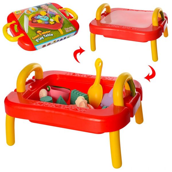 Детский игровой столик-песочница с крышкой и мягким песочным набором HG-154 фото