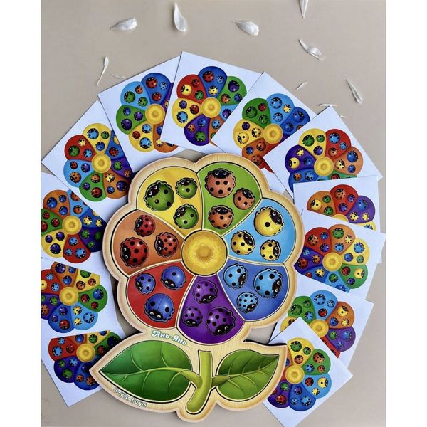 Настільна розвиваюча гра "Квітка-семиквітка-2" Ubumblebees (ПСФ039) PSF039 сортер з картками фото