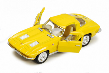 Детская модель машинки Corvette "Sting Rey" 1963 Kinsmart KT5358W инерционная, 1:32 (Yellow) фото