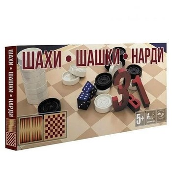 Настольная игра шахматы, шашки, нарды S0003, 3в1 фото