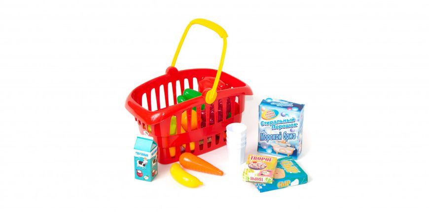 Игровой набор "Супермаркет" корзинка с продуктами 362B2, 3 цвета (Красный) фото