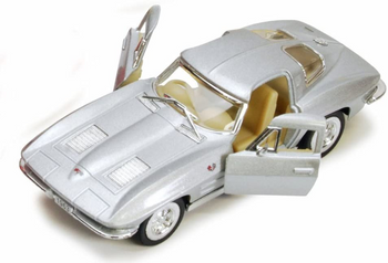 Детская модель машинки Corvette "Sting Rey" 1963 Kinsmart KT5358W инерционная, 1:32 (Silver) фото