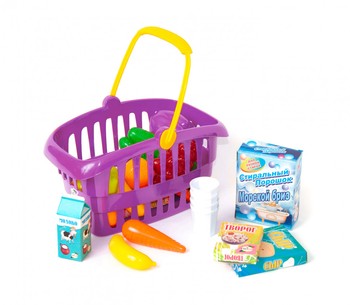 Игровой набор "Супермаркет" корзинка с продуктами 362B2, 3 цвета (Малиновый) фото