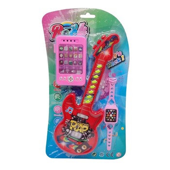 Дитяча іграшка "Гітара" Bambi 8120-2 з наручним годинником та телефоном (Червоний) фото