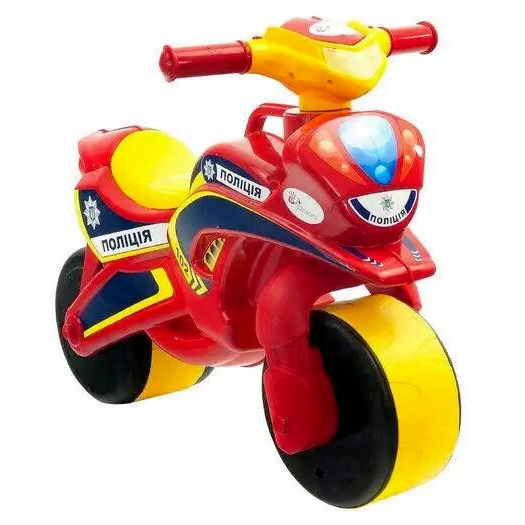 Дитячий беговел мотоцикл із широкими колесами Поліція червоний 0138/560 фото