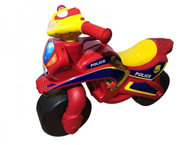 Дитячий беговел мотоцикл із широкими колесами Поліція червоний 0138/560 фото