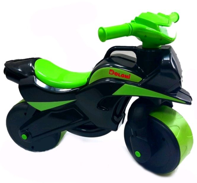 Дитячий беговел мотоцикл пластиковий чорно-зелений 0138/590 фото