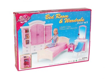 Мебель для кукол типа Барби Gloria 24014 спальня и гардероб фото