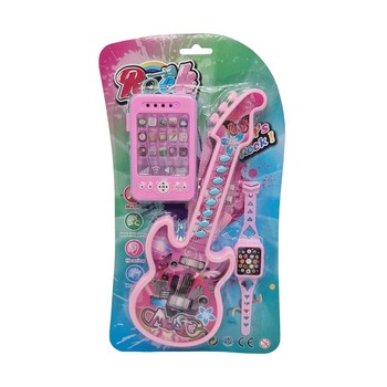 Дитяча іграшка "Гітара" Bambi 8120-2 з наручним годинником та телефоном (Рожевий) фото