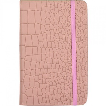 Блокнот на резинке 14*9см твердый переплет, кож/зам 5602-10 (Розовый) фото