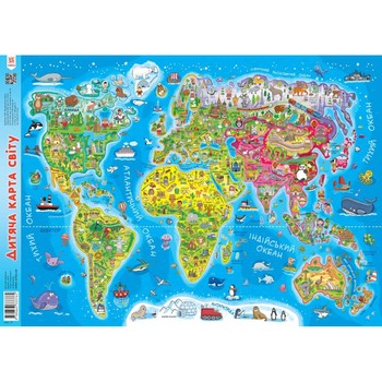 Плакат Дитяча карта світу 75858 А2 фото