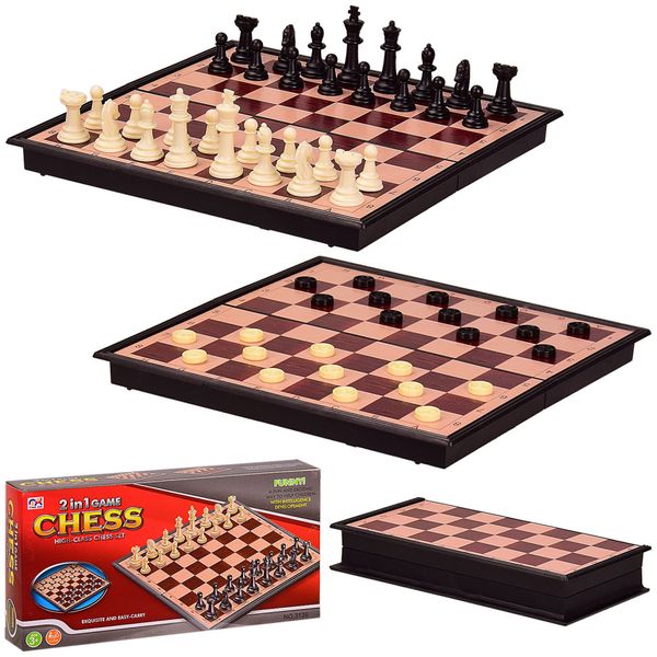 Настольная игра Шахматы 3136 2 в1, размер доски 24*24*2 см фото