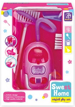Игрушечный пылесос A5993-5995 с набором для уборки (Розовый) фото