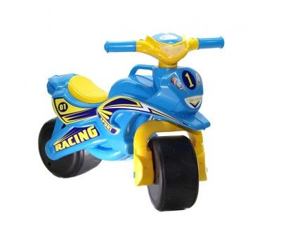 Детский беговел мотоцикл с широкими колесами Спорт желто-голубой 0138/10 фото