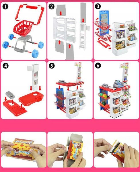 Игровой набор магазин супермаркет с кассой для детей 668-01-03 (красный) фото